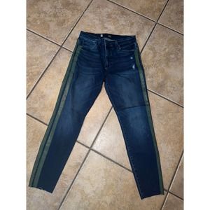 Kut from the Kloth Dark Blue Skinny Jeans with Olive Stripe